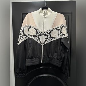 Maje Thelo Color-Blocked Neoprene Zip Track Jacket